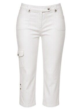Larry Levine Women’s White Crop Cargo Jeans Sz10
